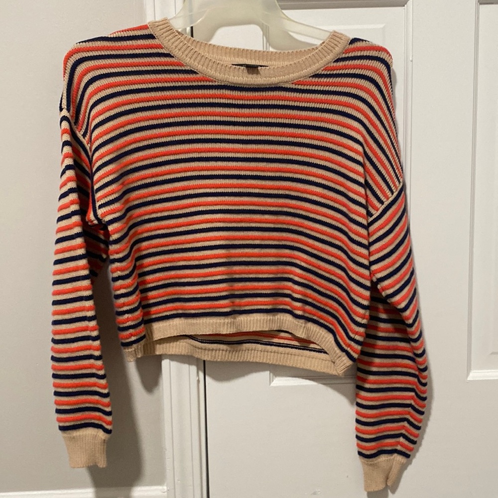 american eagle red,blue, and tan sweater